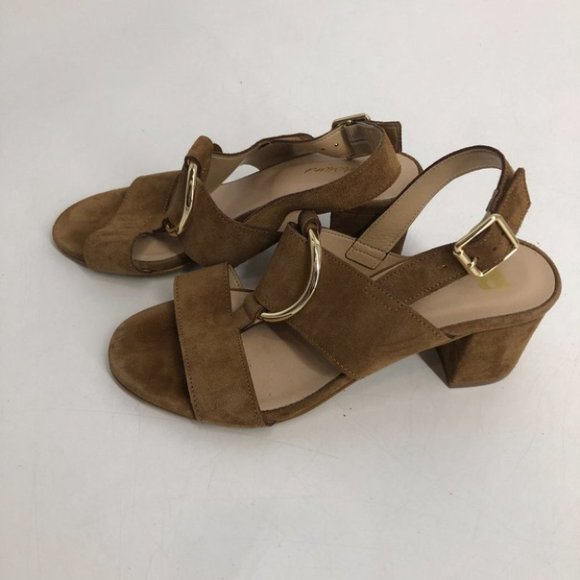 Browns tan metal gold ring sandals block heel size 6 - Picture 13 of 14